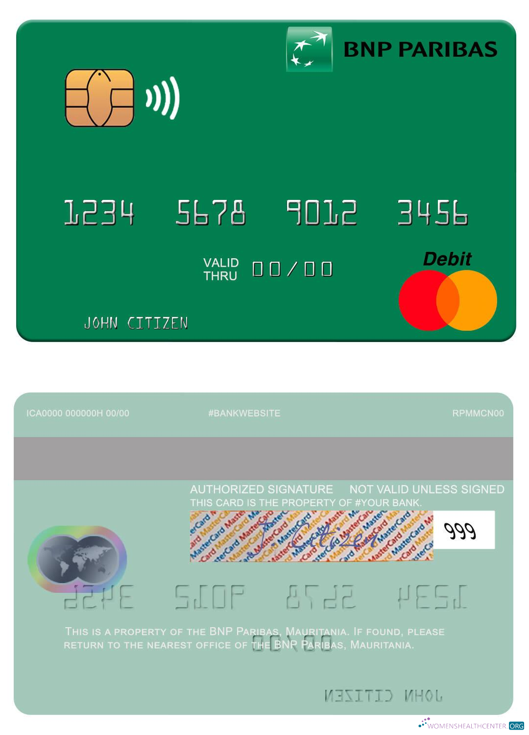 Download Mauritania BNP Paribas mastercard Photoshop template